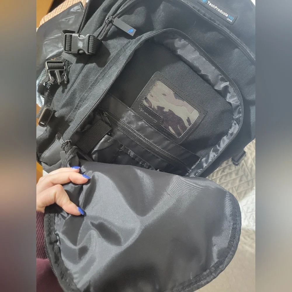 Black Tech Laptop Backpack 16” Work School Travel Minimalist Utility Bag